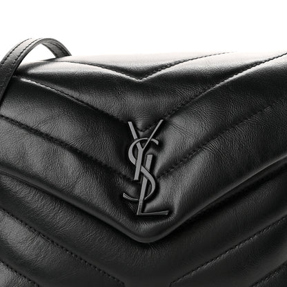 Saint Laurent Calfskin Y Quilted Monogram Monochrome Toy Loulou Crossbody Bag Black 8 of 10