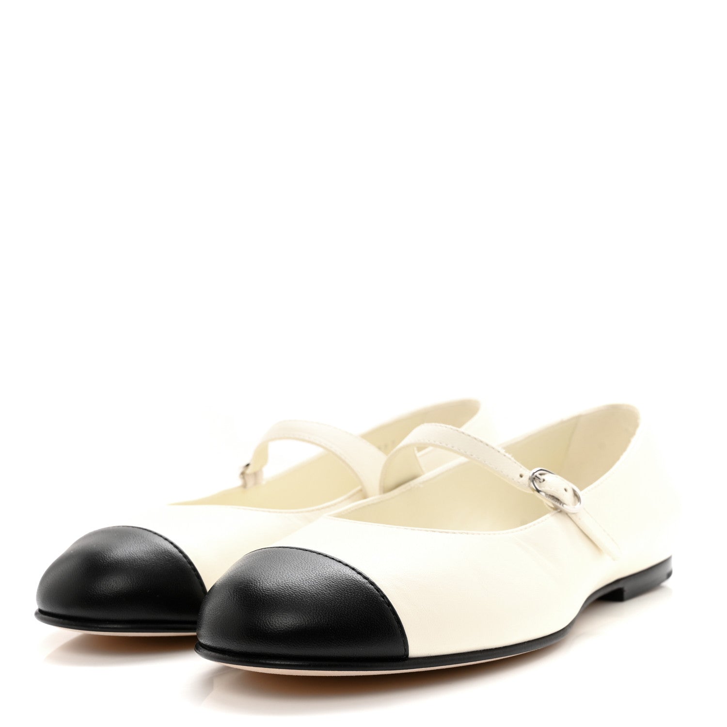 Chanel Lambskin Mary Jane Flats 36.5 White Black 3 of 11