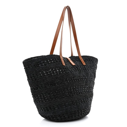 Saint Laurent Raffia Calfskin Medium Panier Tote Black 3 of 18