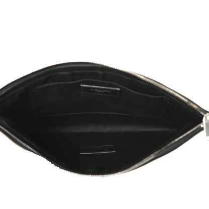 Saint Laurent Linen Canvas Rive Gauche Zipped Pouch Optic White 4 of 8