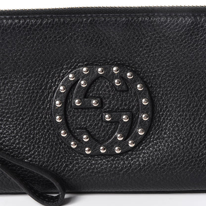 Gucci Pebbled Calfskin Studded Soho Wristlet Black 8 of 9