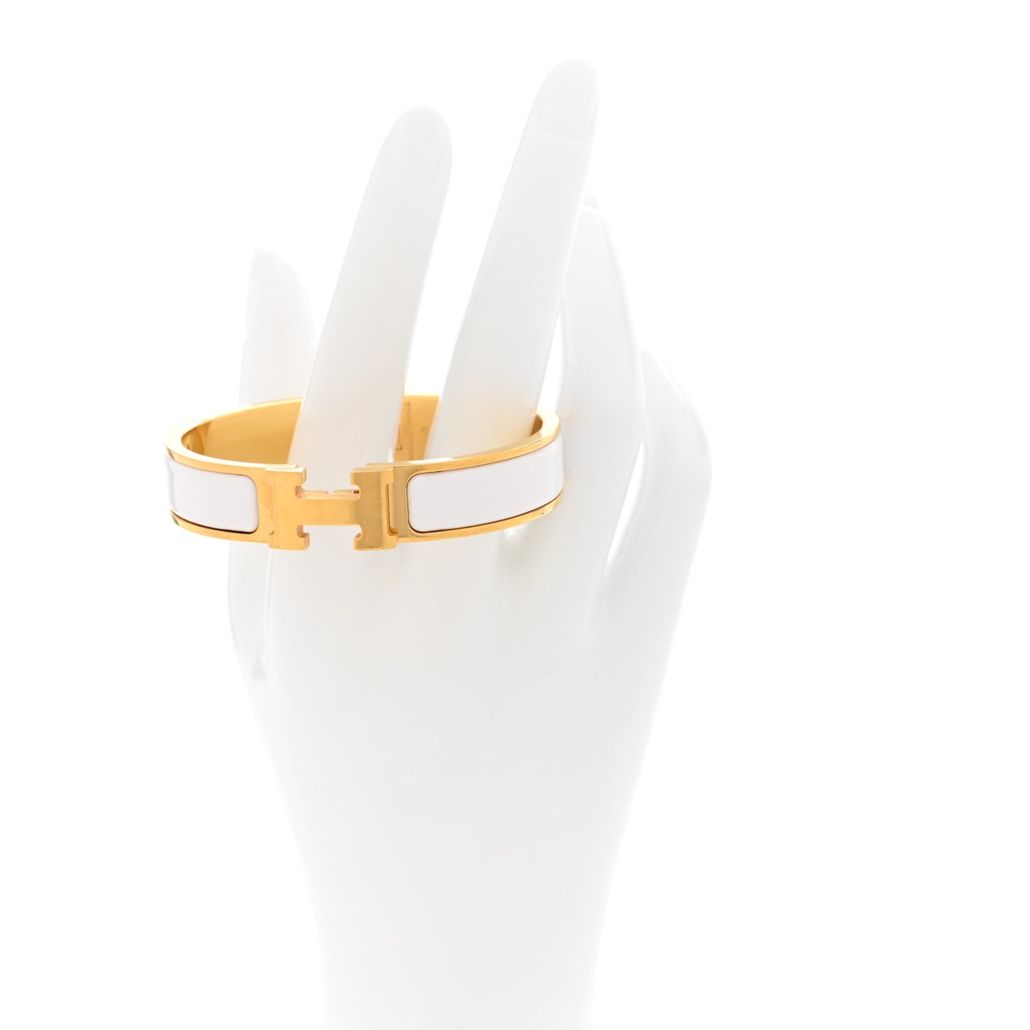 Enamel Narrow Clic Clac H Bracelet PM White