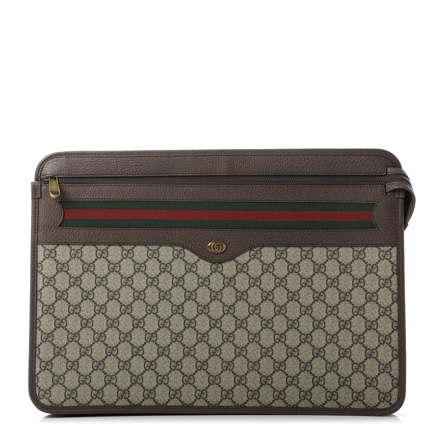 GG Supreme Monogram Textured Calfskin Web Ophidia Documents Holder Beige Ebony New Acero