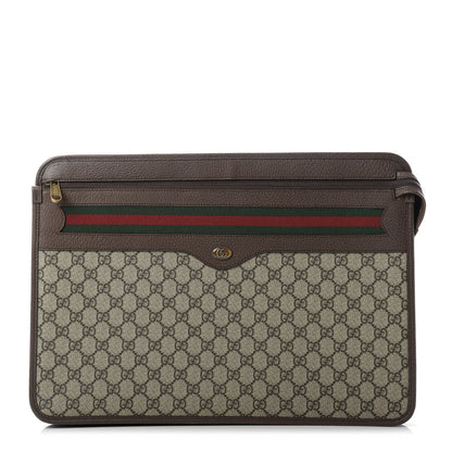 Gucci GG Supreme Monogram Textured Calfskin Web Ophidia Documents Holder Beige Ebony New Acero 1 of 8