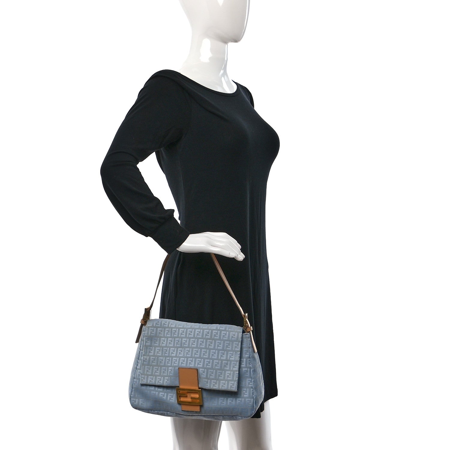 Fendi Zucchino Mama Baguette Blue 2 of 9