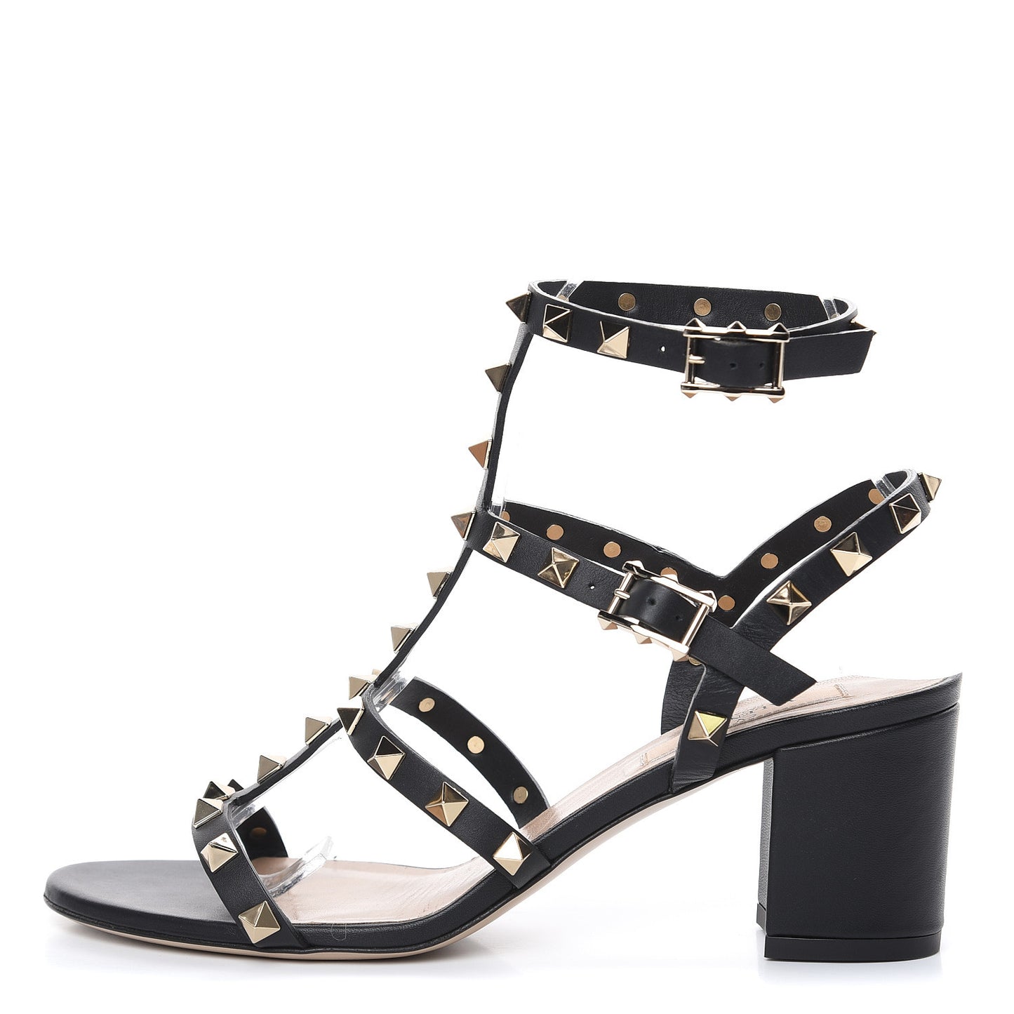 Calfskin Rockstud 60mm City Sandals 37 Black