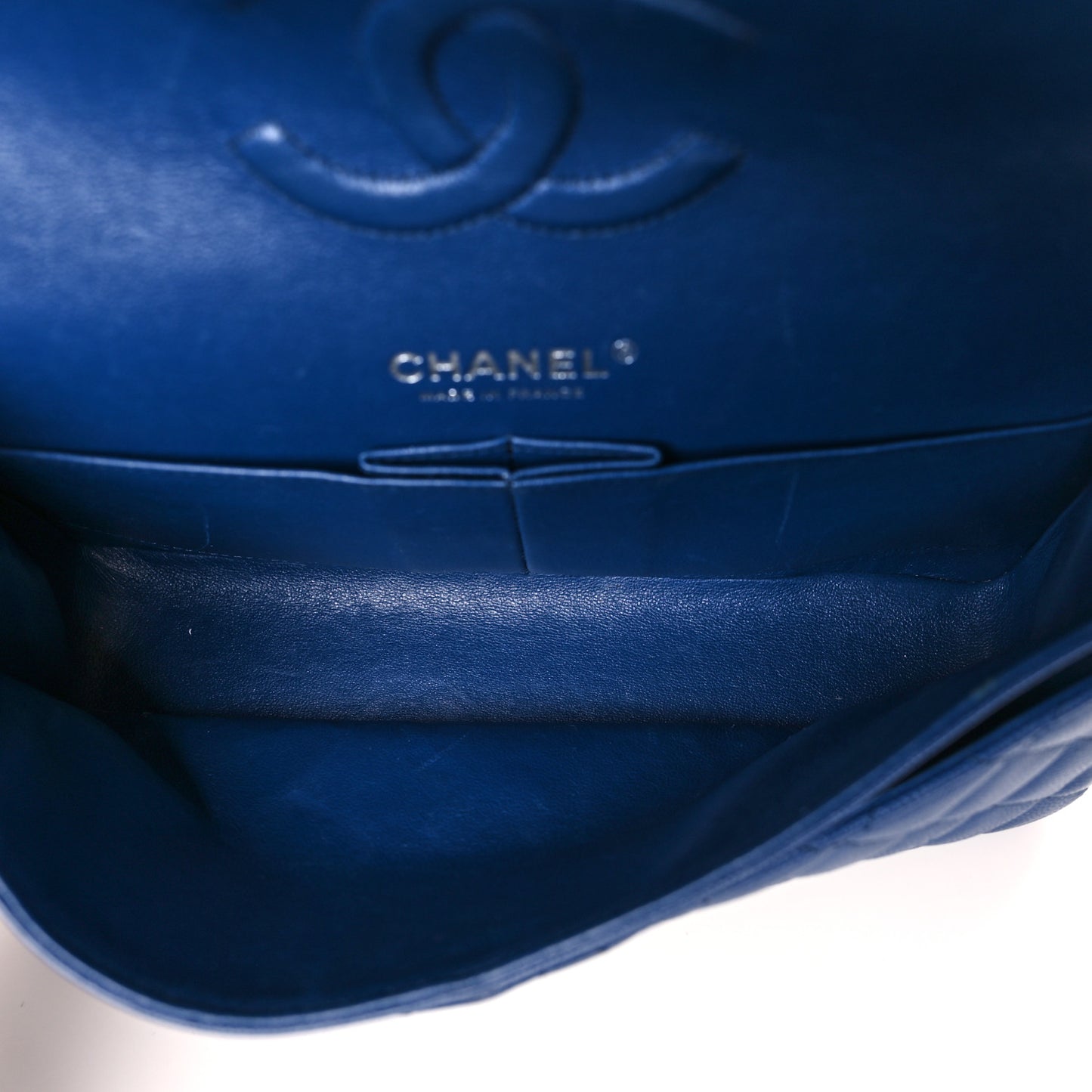 Caviar Quilted Medium Double Flap Dark Blue