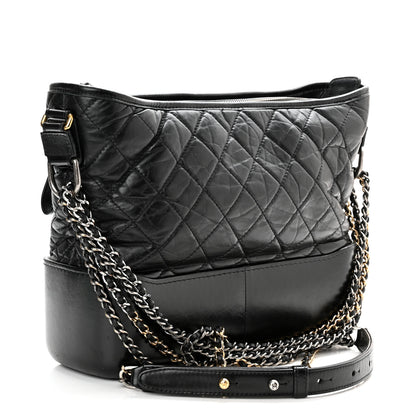 Chanel Aged Calfskin Quilted Medium Gabrielle Hobo Black 3 of 13