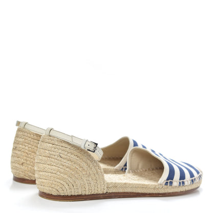 Gucci Canvas Striped Espadrilles 37.5 Blue White 4 of 8