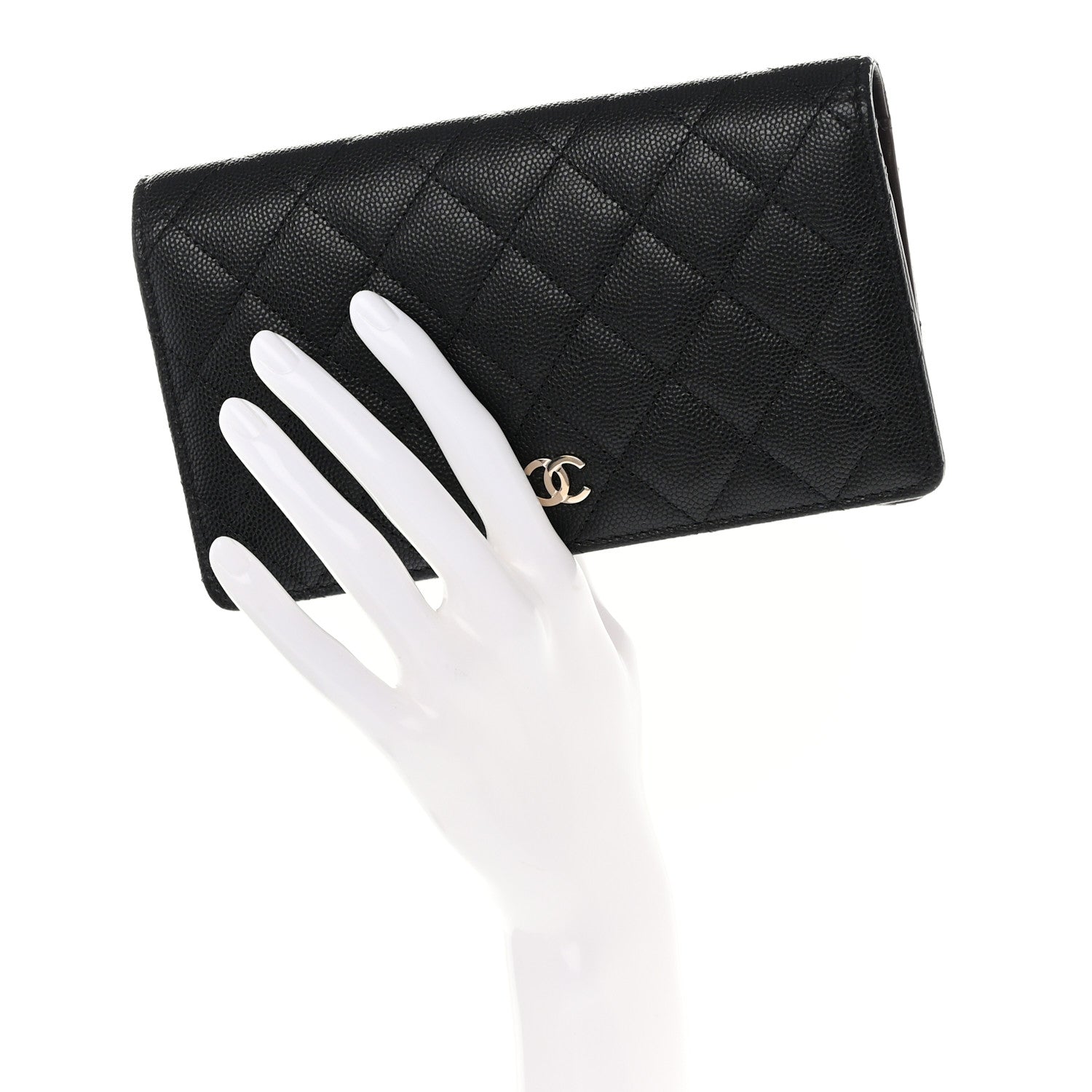 Chanel Caviar Quilted Yen Wallet Black 2 of 8