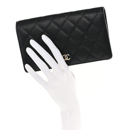 Chanel Caviar Quilted Yen Wallet Black 2 of 8