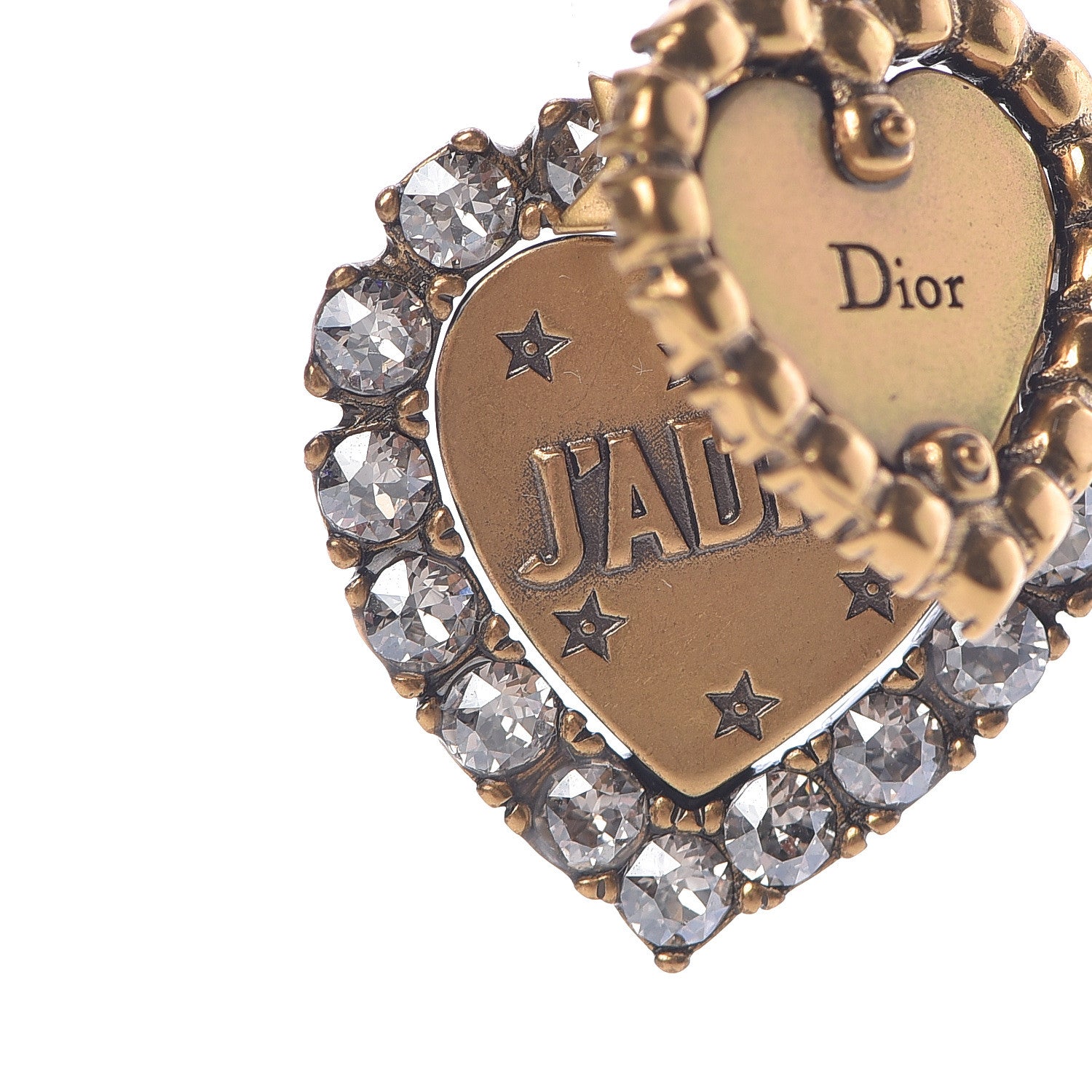 ✨極美品✨♡ Dior ♡ Vintage Heart pierce Christian Dior Metal Double Heart J'adior Necklace Aged Gold