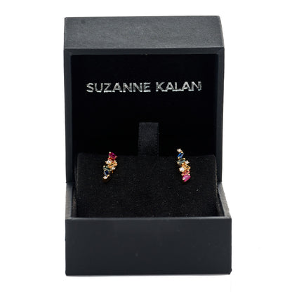 Suzanne Kalan 18K Yellow Gold Diamond Sapphire Ruby Frenzy Rainbow Stud Earrings 5 of 5