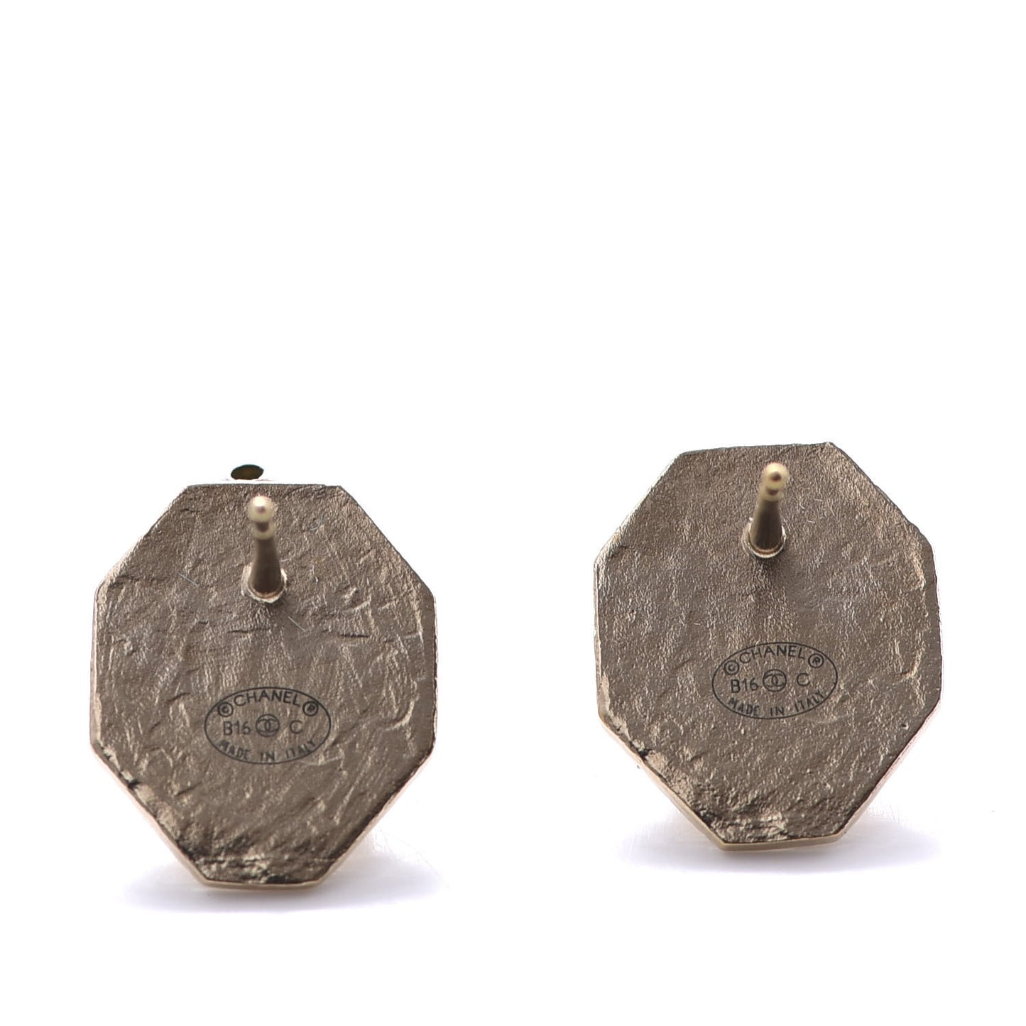 Resin CC Earrings White Gold