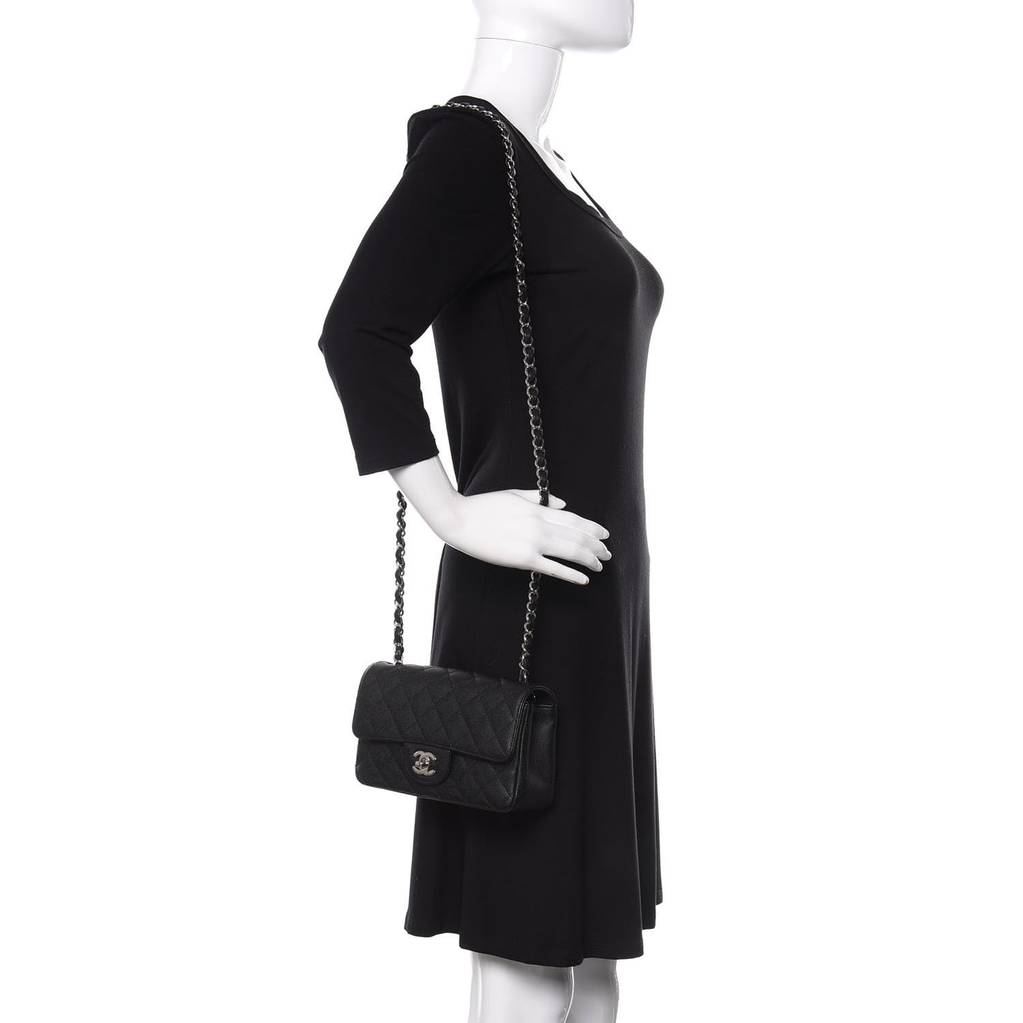 Caviar Quilted Mini Rectangular Flap Black
