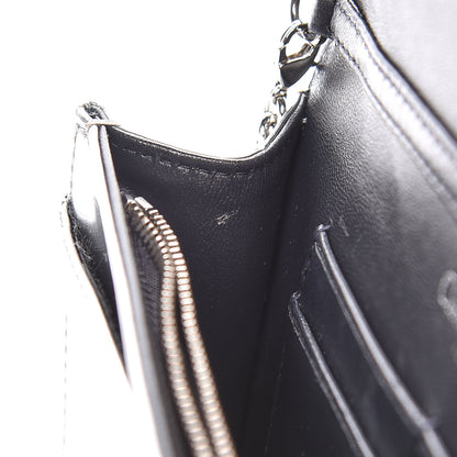 Christian Dior Metallic Patent Micro-Cannage Diorama Wallet on Chain Pouch Silver 9 of 13