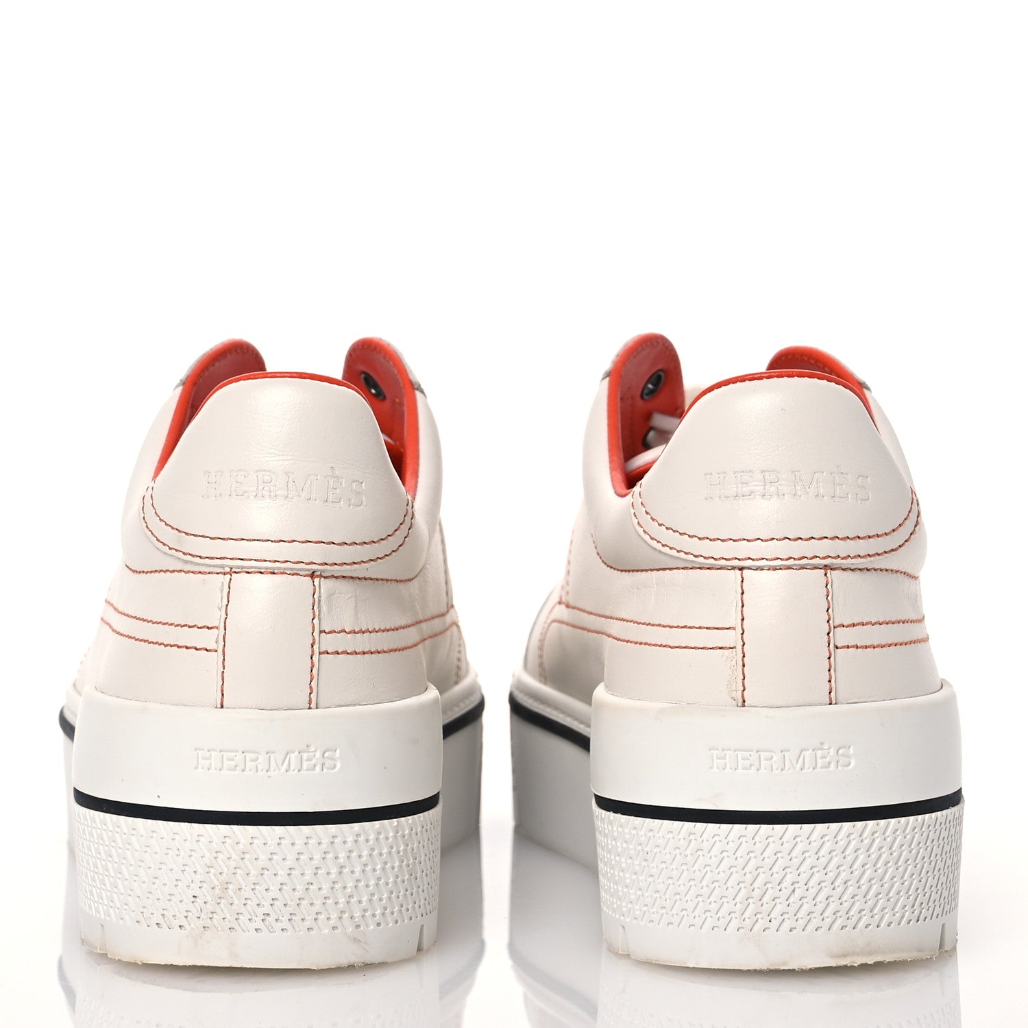 Hermes Calfskin Womens Voltage Sneakers 39 White Orange 5 of 13
