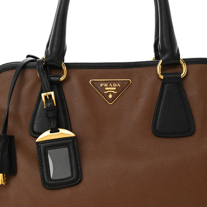 Prada Saffiano Soft Bi-Color Tote Palissandro Black 7 of 13