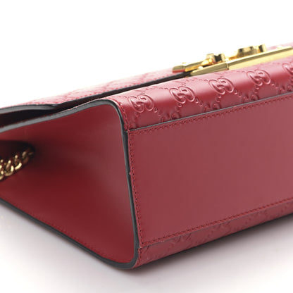 Gucci Guccissima Medium Padlock Shoulder Bag Hibiscus Red 8 of 9