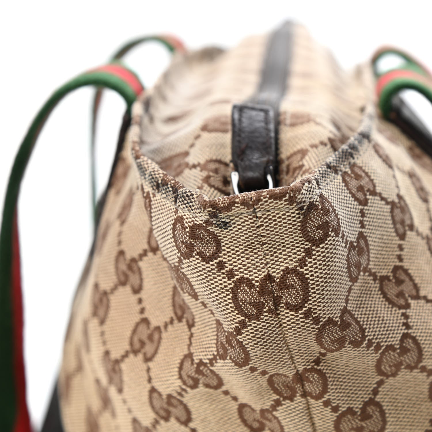 Gucci GG Monogram Medium Web Handle Bucket Tote Dark Brown 10 of 11