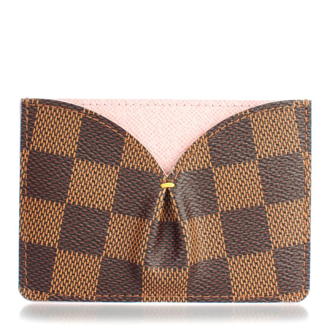 Damier Ebene Caissa Card Holder Rose Ballerine