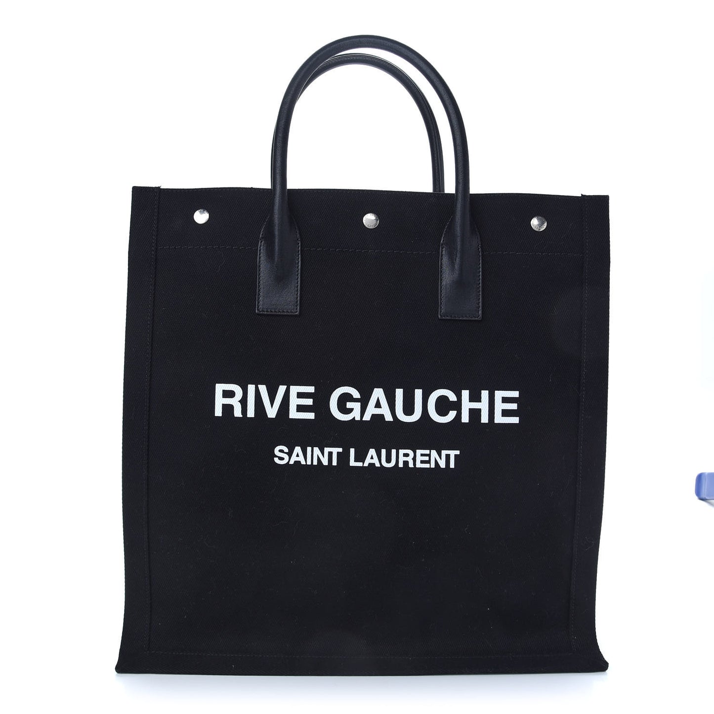 Linen Calfskin Rive Gauche North South Tote Black