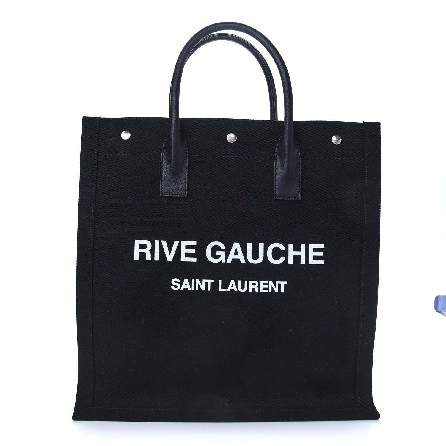 Saint Laurent Linen Calfskin Rive Gauche North South Tote Black 1 of 8