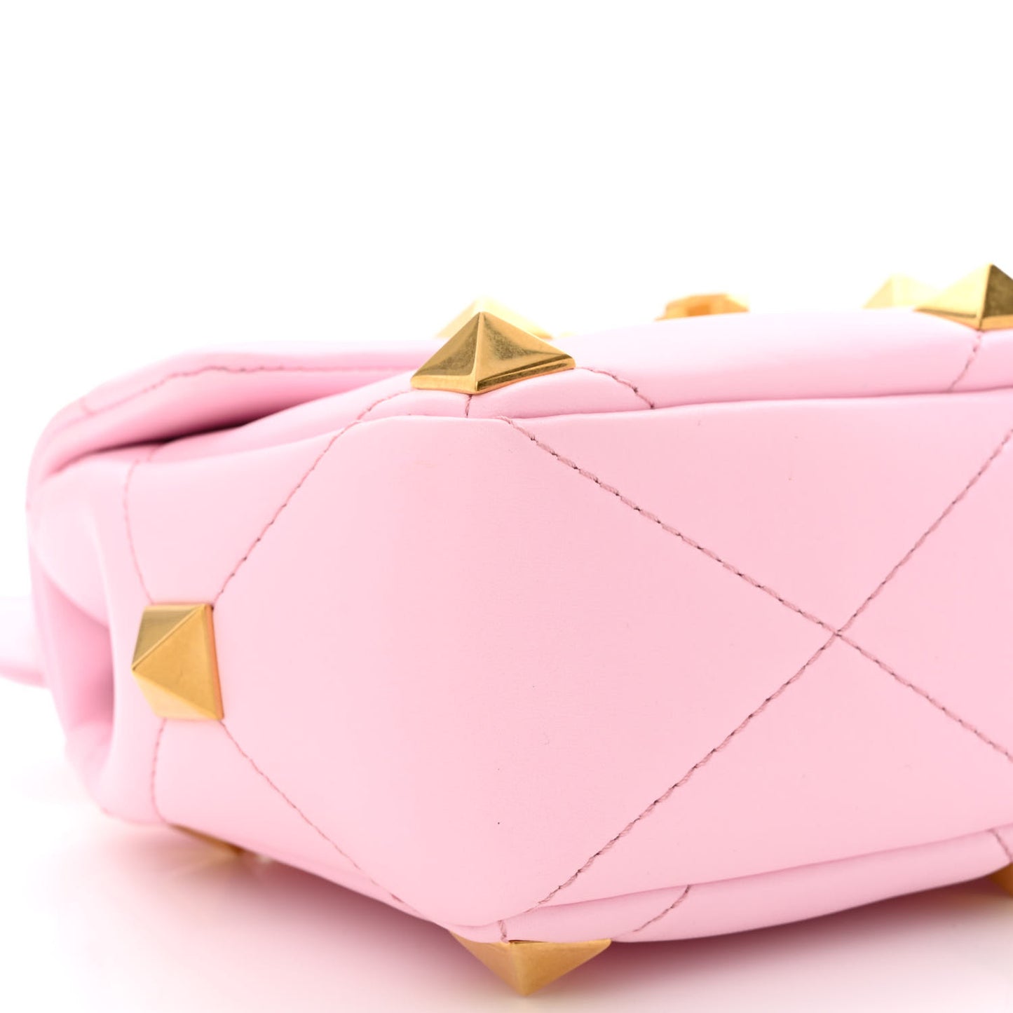 Nappa Medium Roman Stud Shoulder Bag Pink Borealis