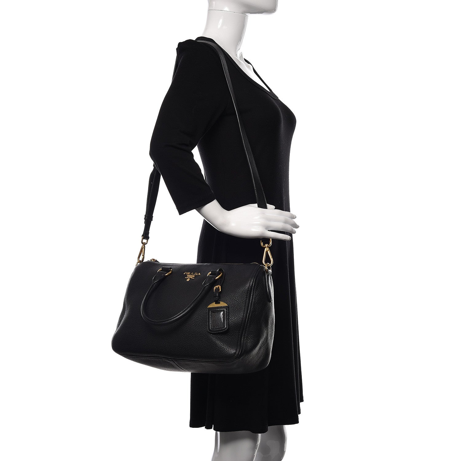 Prada Vitello Phenix Bauletto Black 3 of 12