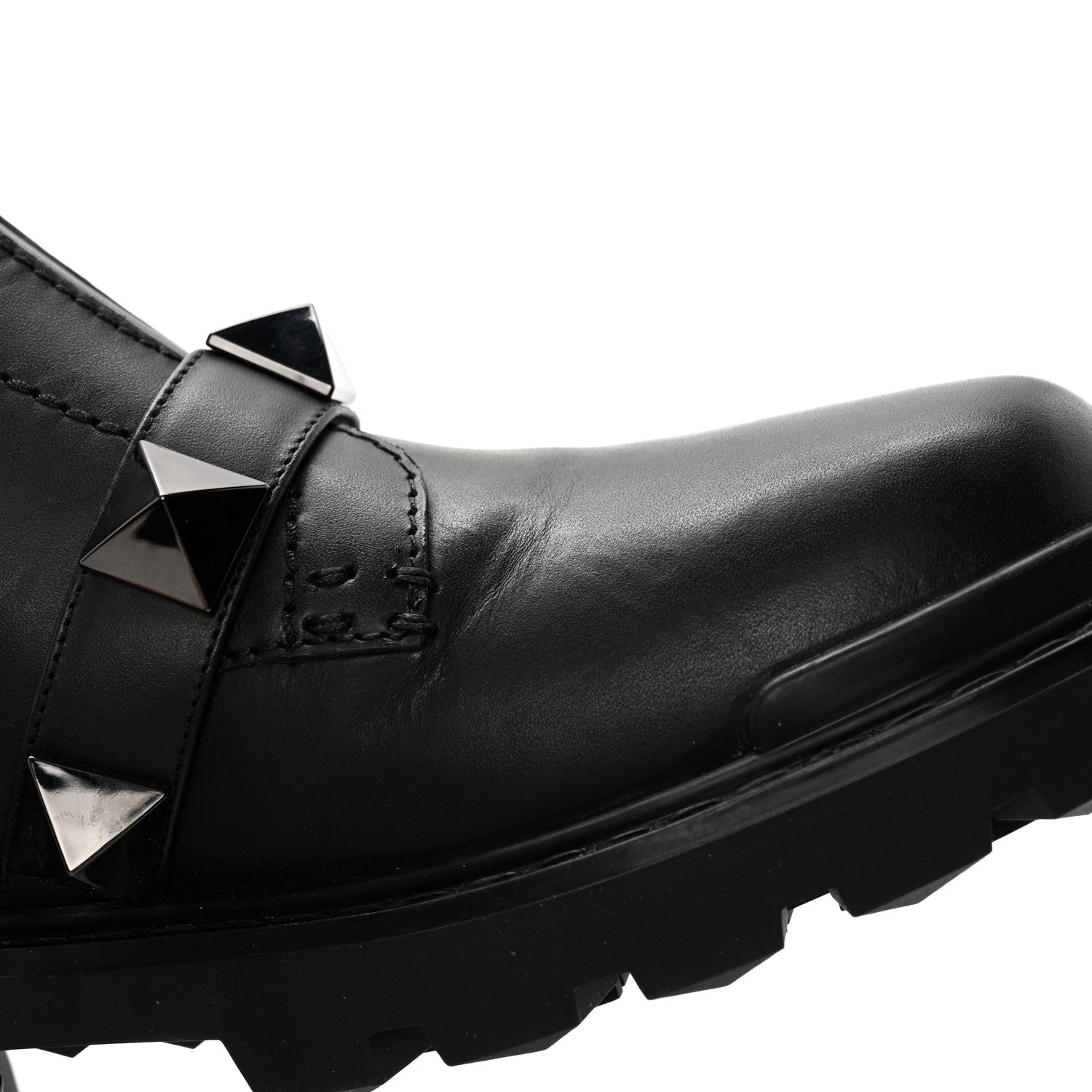 Valentino Garavani Calfskin Tonal Roman Stud 20/40mm Combat Boots 38 Black 9 of 11