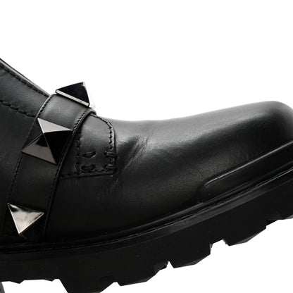 Valentino Garavani Calfskin Tonal Roman Stud 20/40mm Combat Boots 38 Black 9 of 11