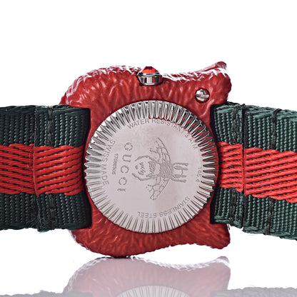 Gucci Stainless Steel Nylon 32mm Le Marche Des Merveilles Tiger Quartz Watch Red 6 of 8