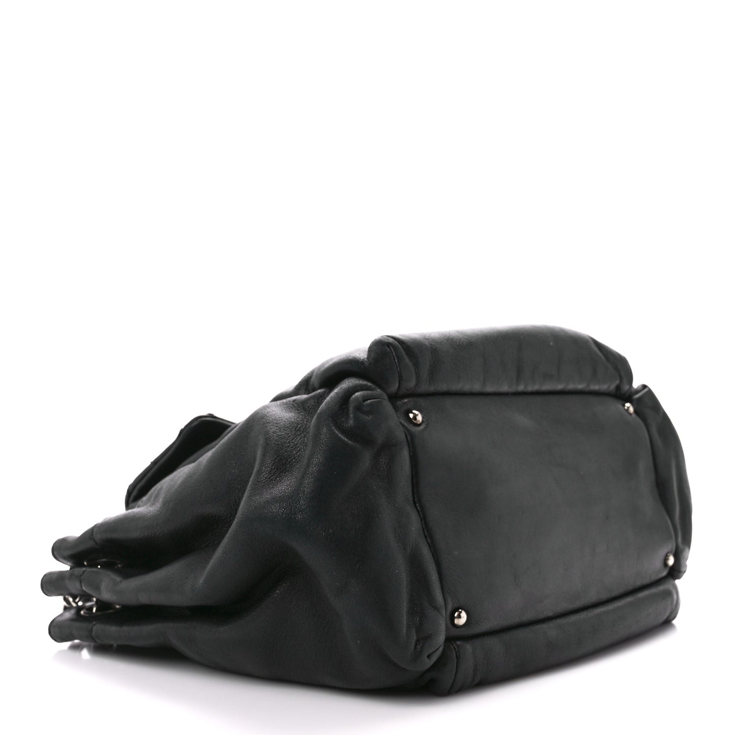 Lambskin Quilted Accordion Flap Black