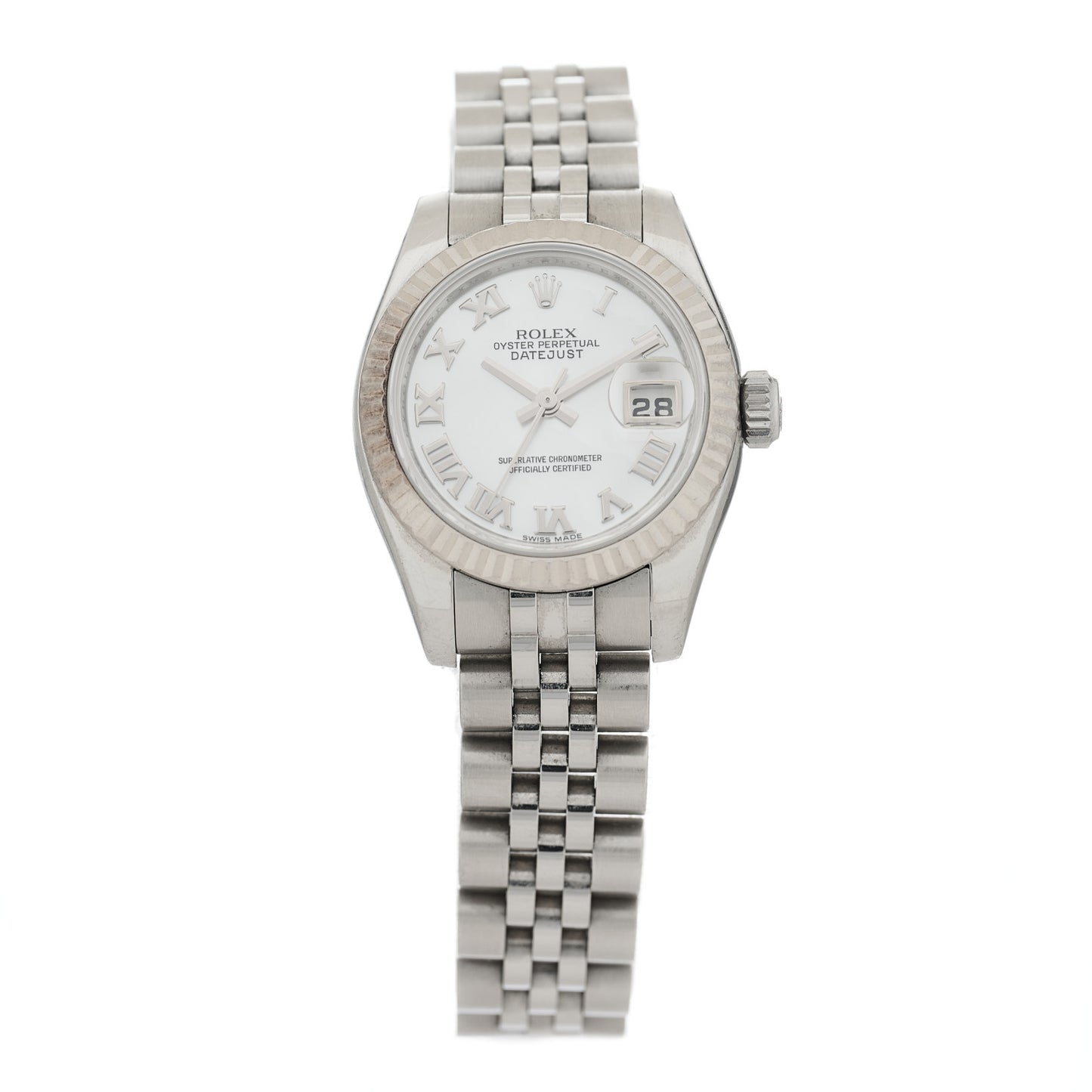 Stainless Steel 18K White Gold Mother of Pearl 26mm Oyster Perpetual Datejust Watch Roman 179174