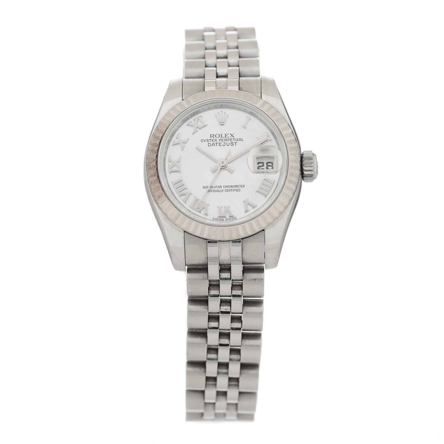Rolex Stainless Steel 18K White Gold Mother of Pearl 26mm Oyster Perpetual Datejust Watch Roman 179174 1 of 5