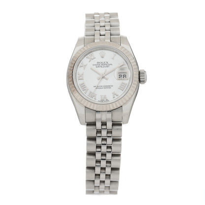 Rolex Stainless Steel 18K White Gold Mother of Pearl 26mm Oyster Perpetual Datejust Watch Roman 179174 1 of 5