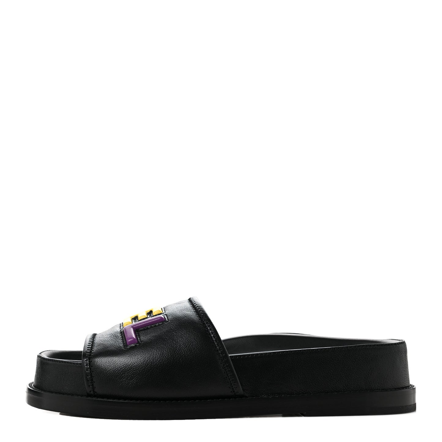 Lambskin Cha-Nel Mule Sandals 37 Black Multicolor