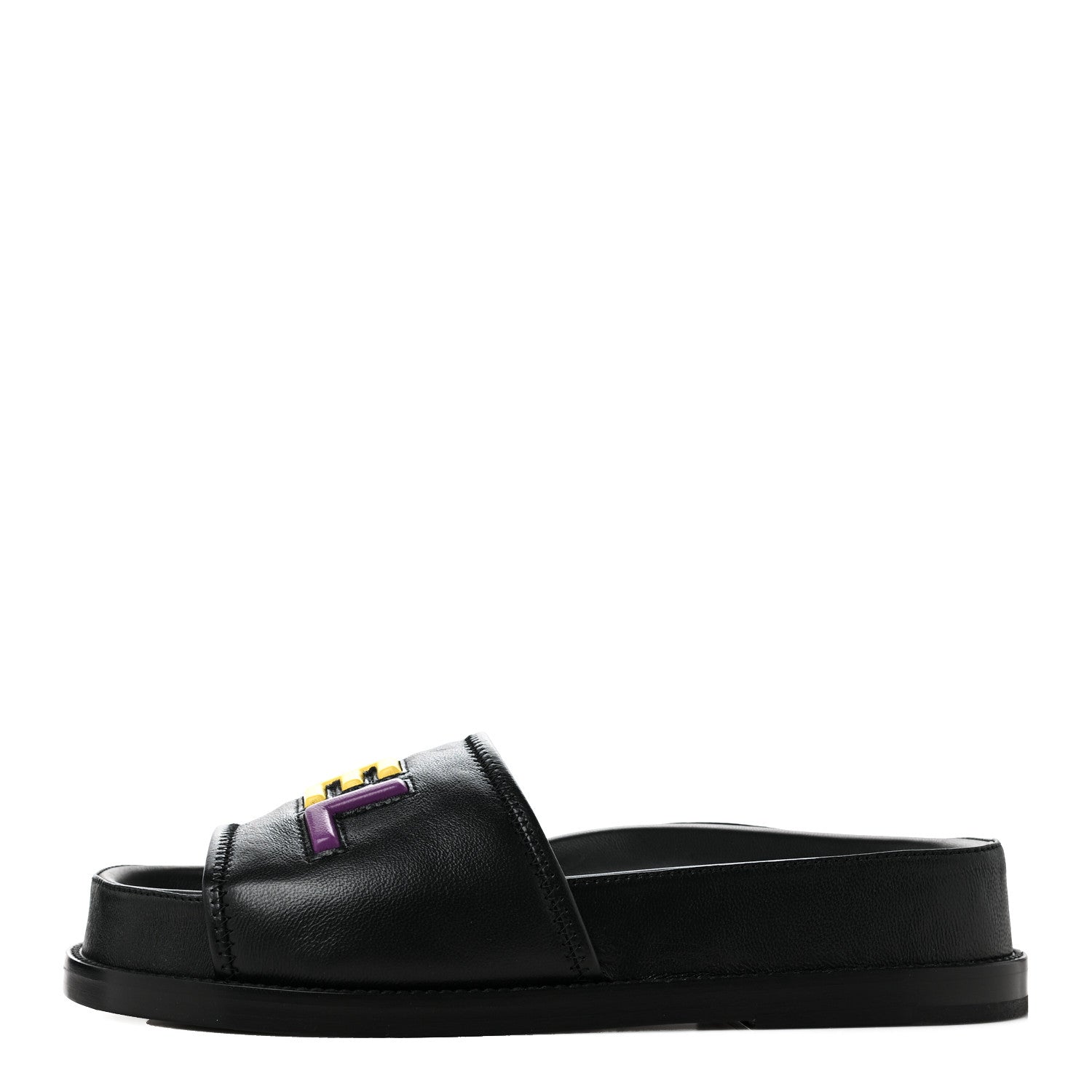 Chanel Lambskin Cha-Nel Mule Sandals 37 Black Multicolor 1 of 7