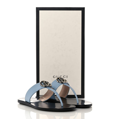 Gucci Calfskin GG Marmont Thong Sandals 35.5 Porcelain Light Blue 8 of 8