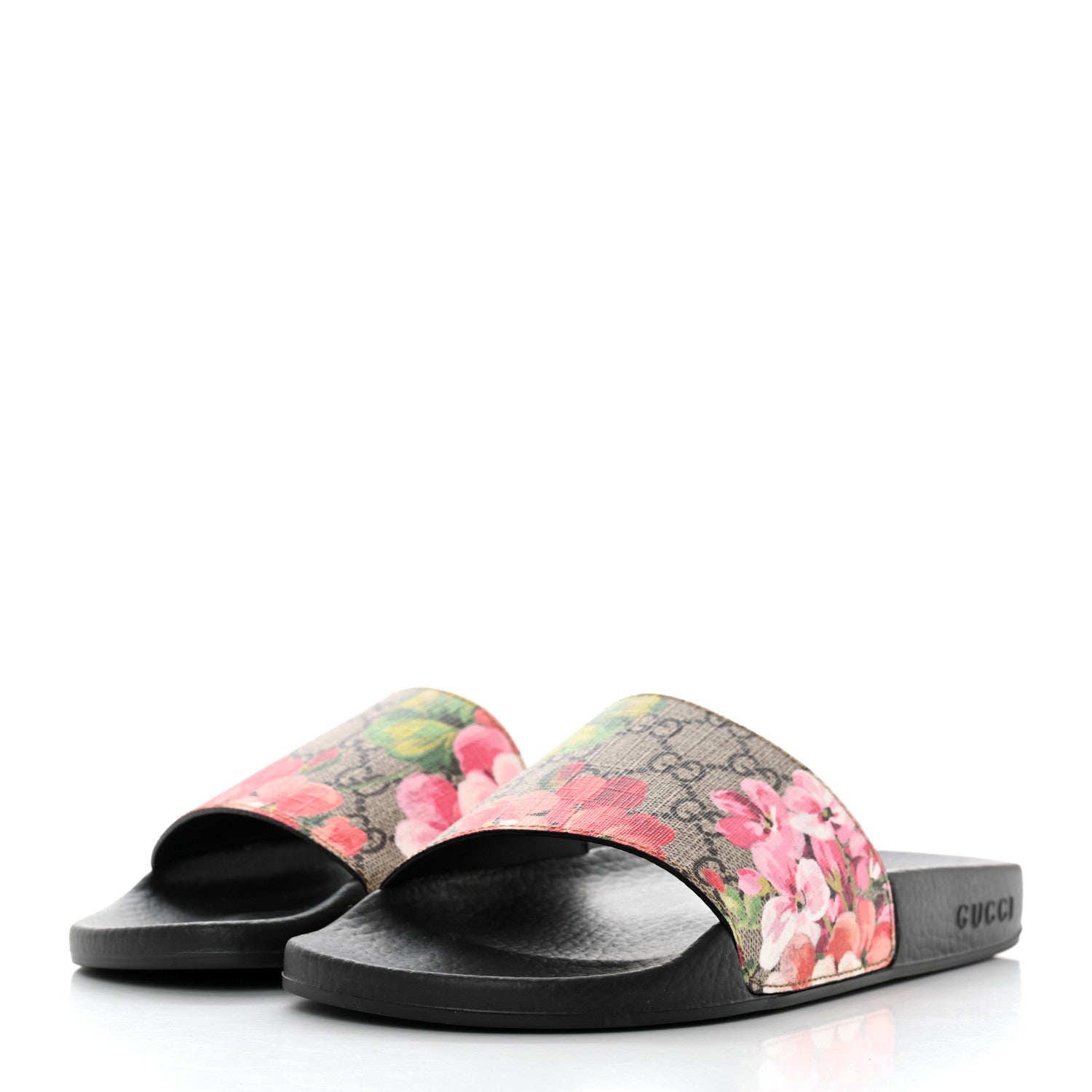 Gucci GG Supreme Monogram Blooms Slide Sandals 38 Beige Multicolor 3 of 8