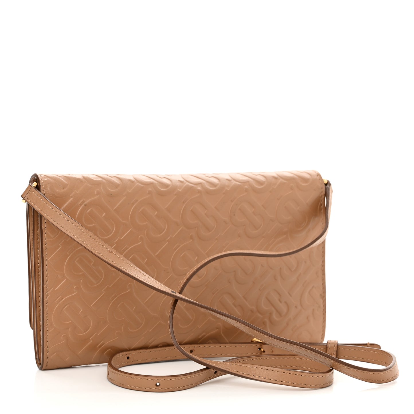 Calfskin Embossed Monogram Crossbody Light Camel