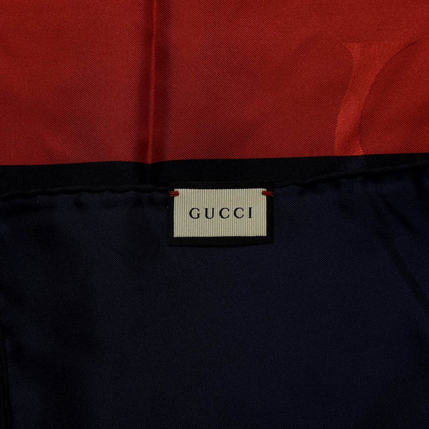 Gucci Silk Logo Square Scarf Navy Red 3 of 3