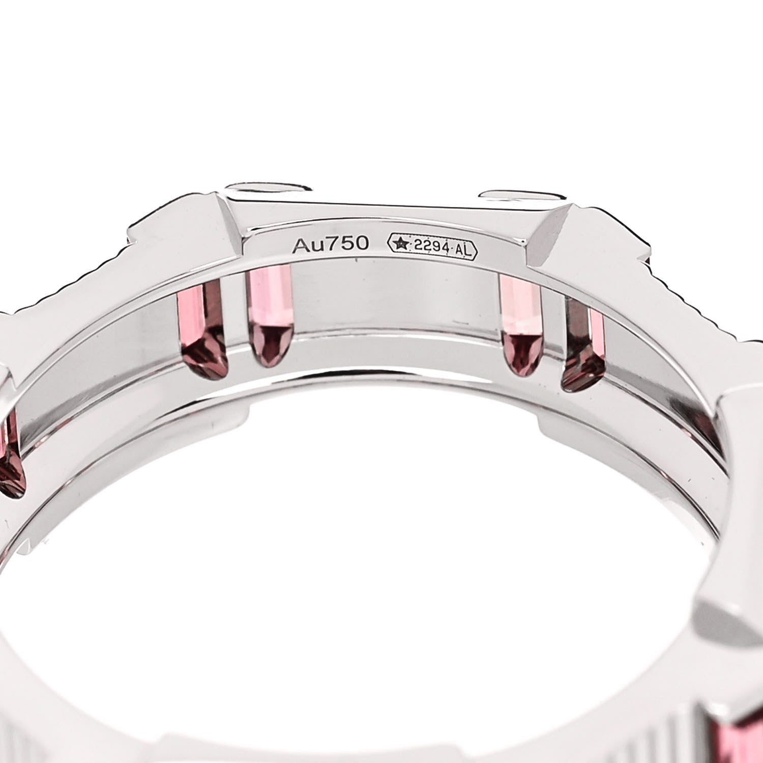 Gucci 18K White Gold Rubellite 6mm Link to Love Ring 53 6.25 5 of 7