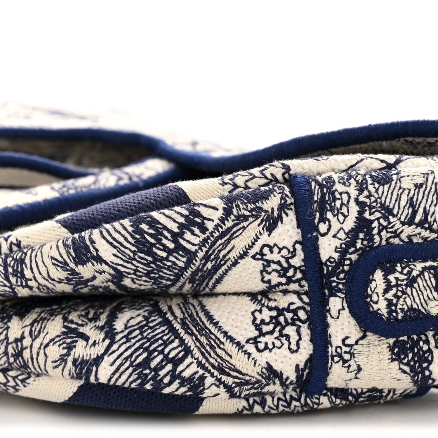 Christian Dior Canvas Embroidered Toile de Jouy Saddle Bag Blue 10 of 13