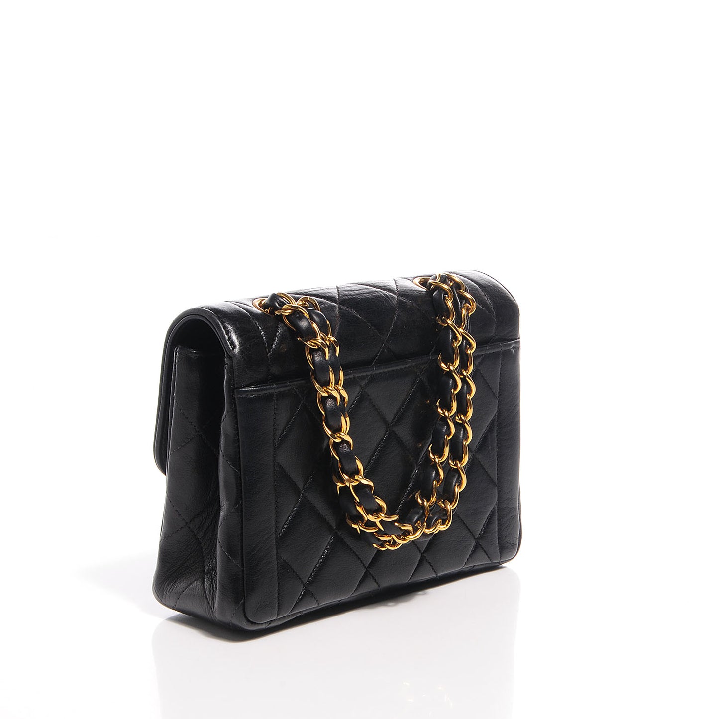Lambskin Quilted Mini Square Flap Black
