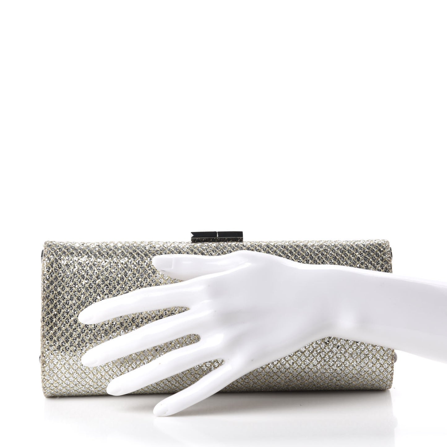 Glitter Fabric Small Tube Clutch Champagne