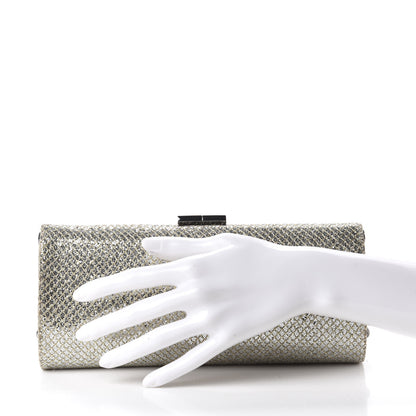 Jimmy Choo Glitter Fabric Small Tube Clutch Champagne 2 of 9