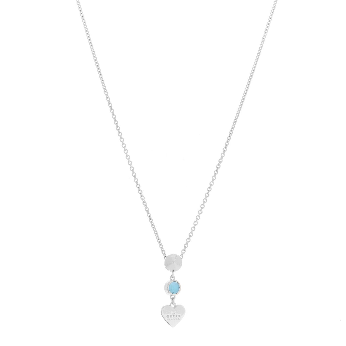 Sterling Silver Blue Topaz Trademark Heart Pendant Necklace