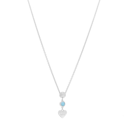 Gucci Sterling Silver Blue Topaz Trademark Heart Pendant Necklace 1 of 6
