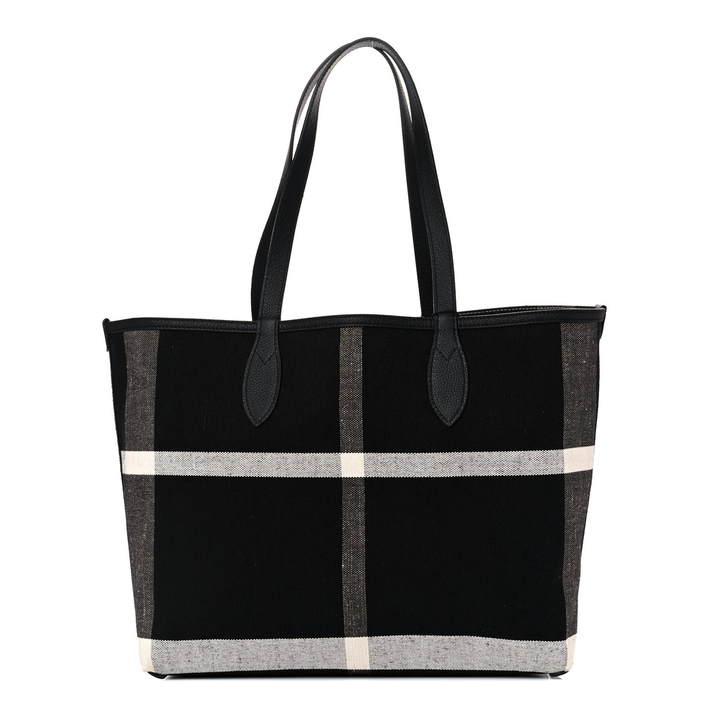 Coated Canvas Mega Check Large Reversible Doodle Tote Black White